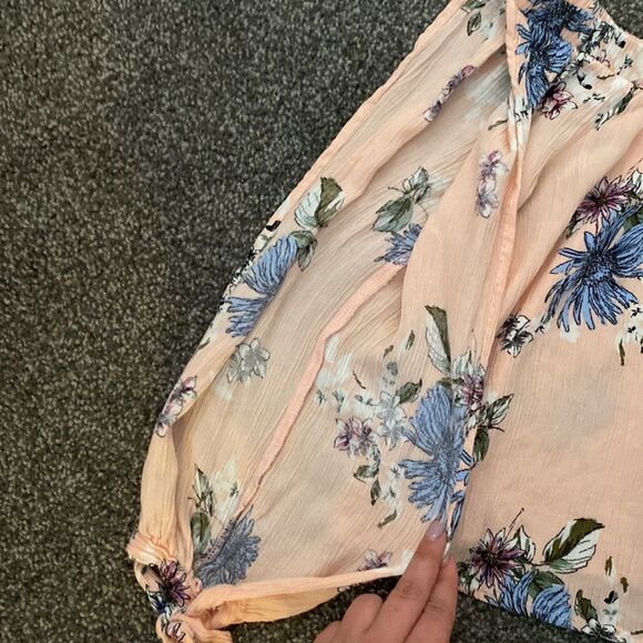 Pink floral open arm crop top - Picture 2 of 6